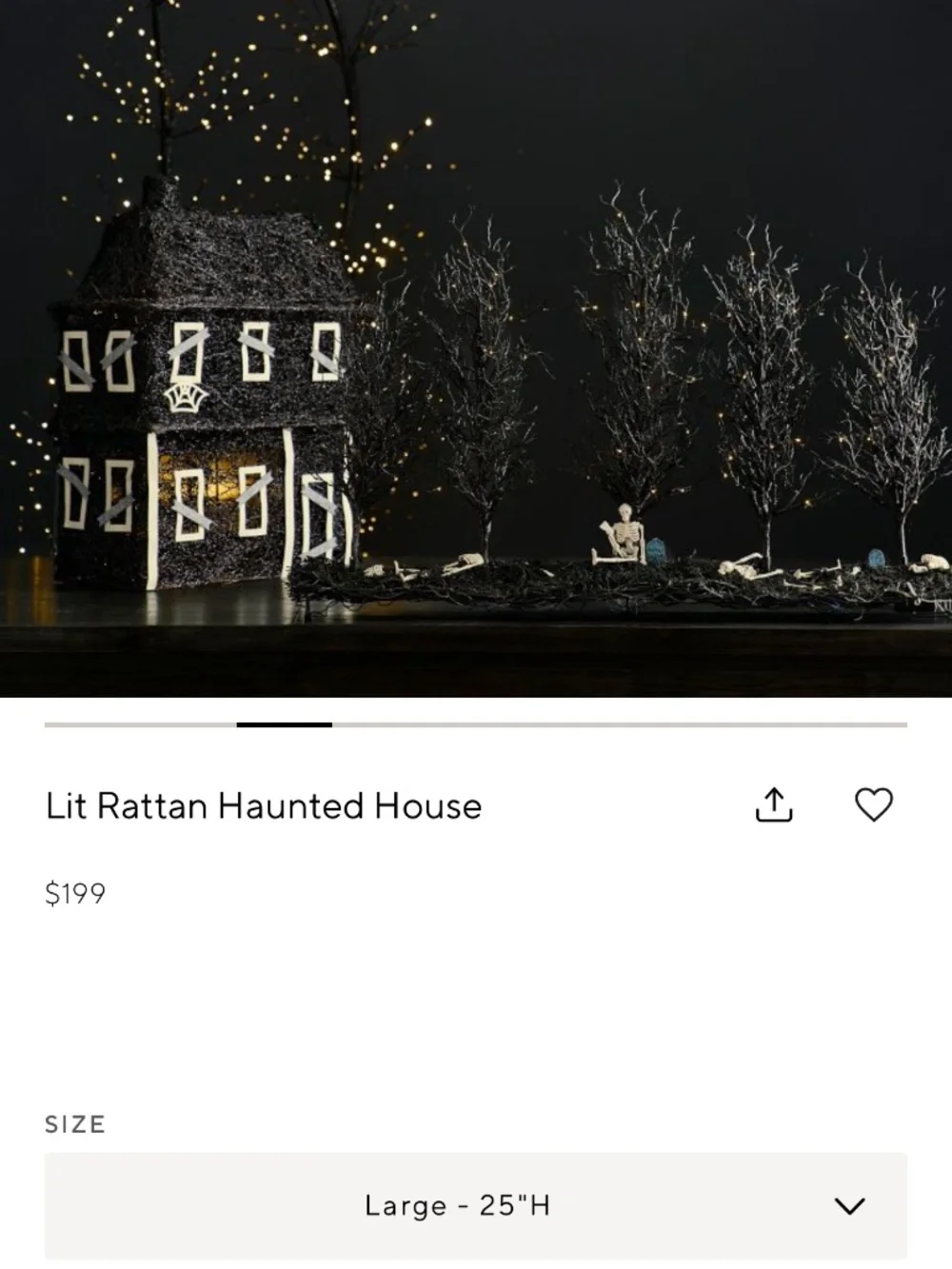 Large Pottery Barn Lit Rattan Haunted House
